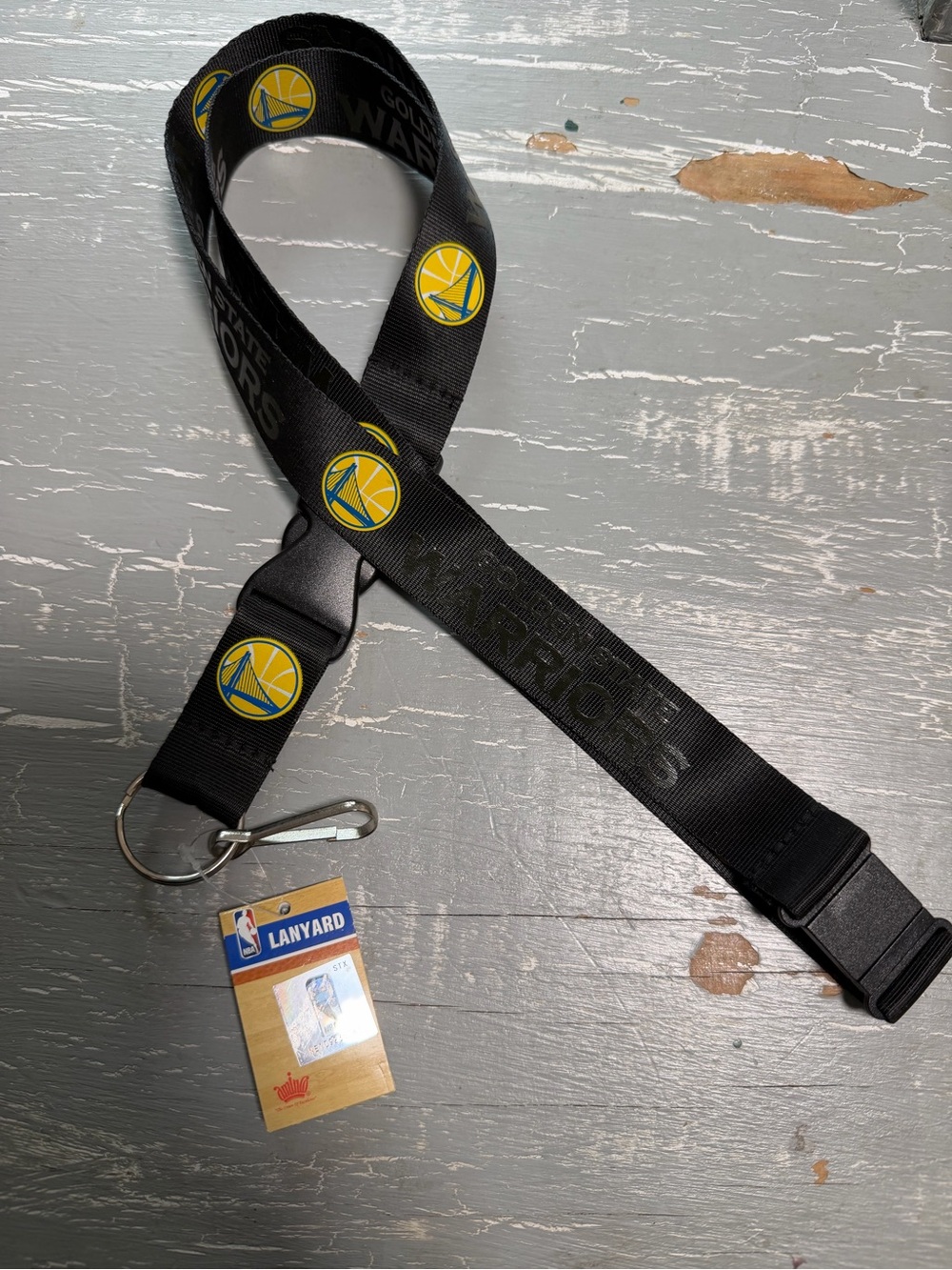 NBA Golden State Warriors Black Lanyard with Logo Key Clip
